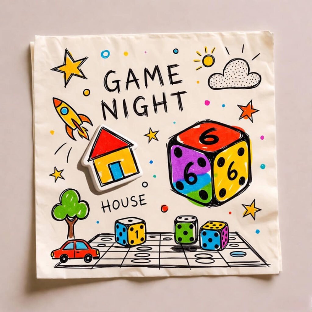 Napkin doodle, game ideas floating.