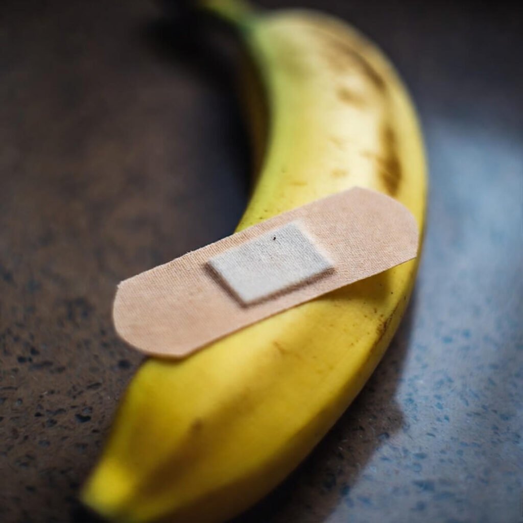 Soggy band-aid on peel.