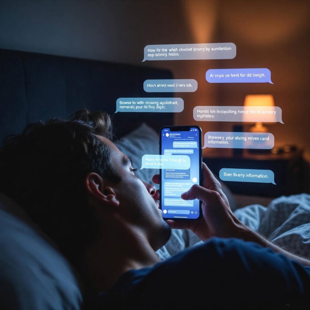 Late-night phone glow in parenting forum