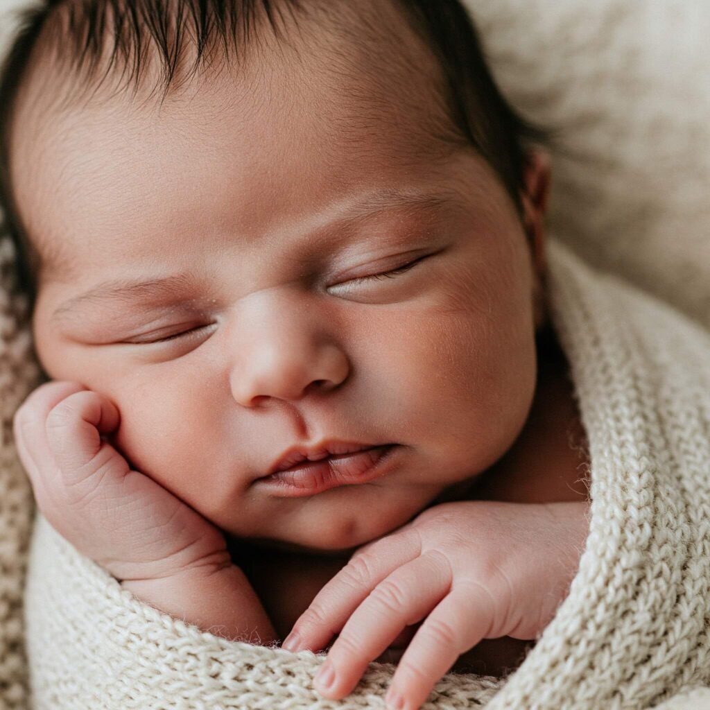 Sleeping newborn close-up