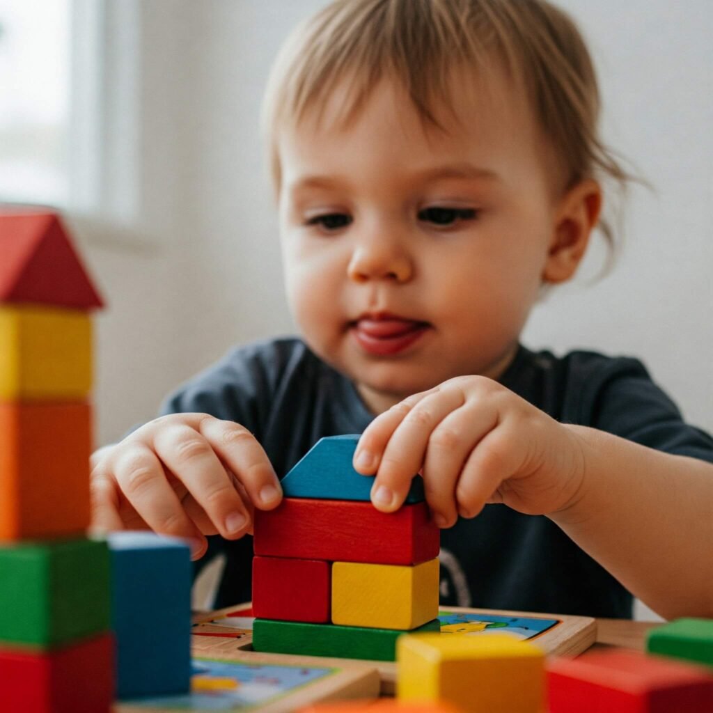Toddler Playing with Blocks