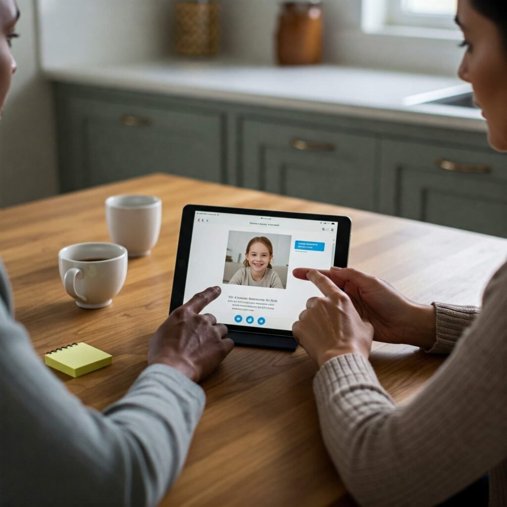 Co-parents communicating respectfully and collaboratively
