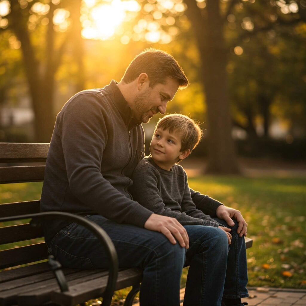 Parent and child having a heart-to-heart conversation