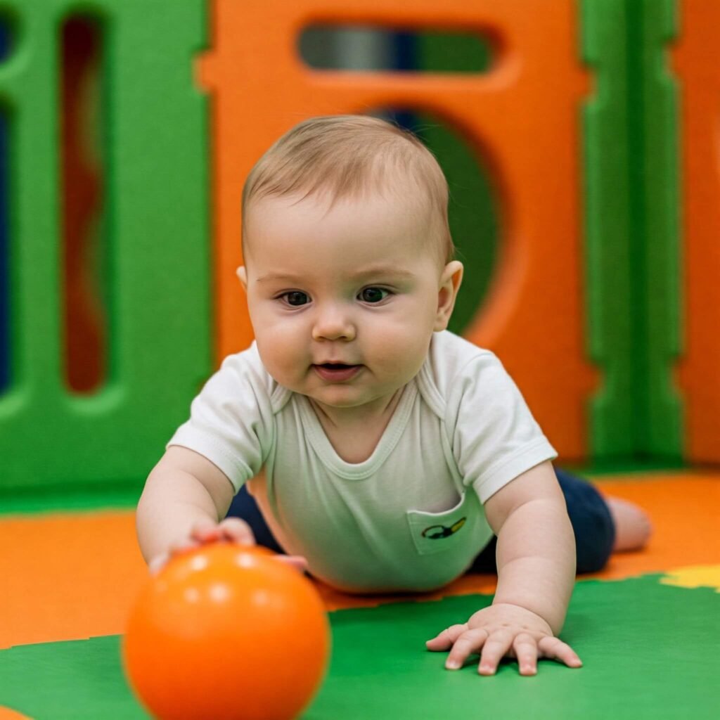 Baby Crawling to Toy