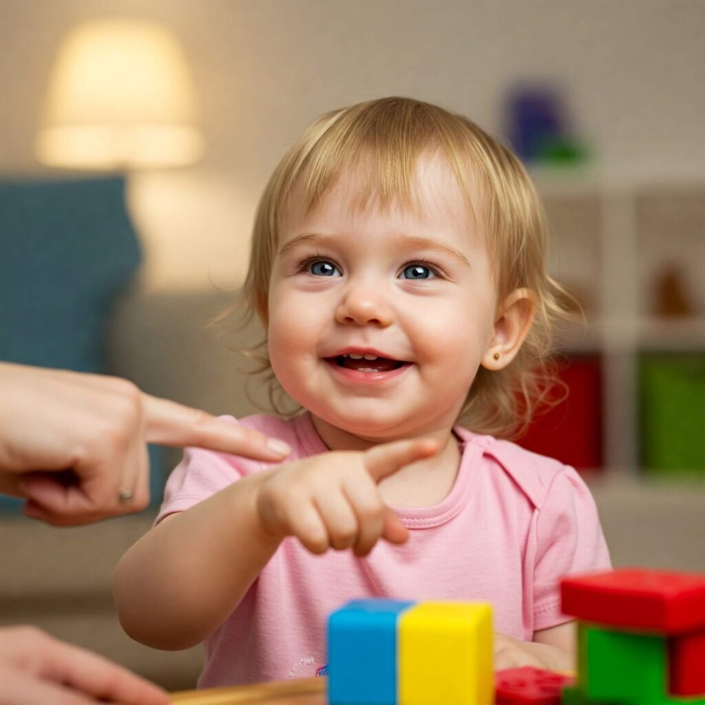 Confident toddler communicating