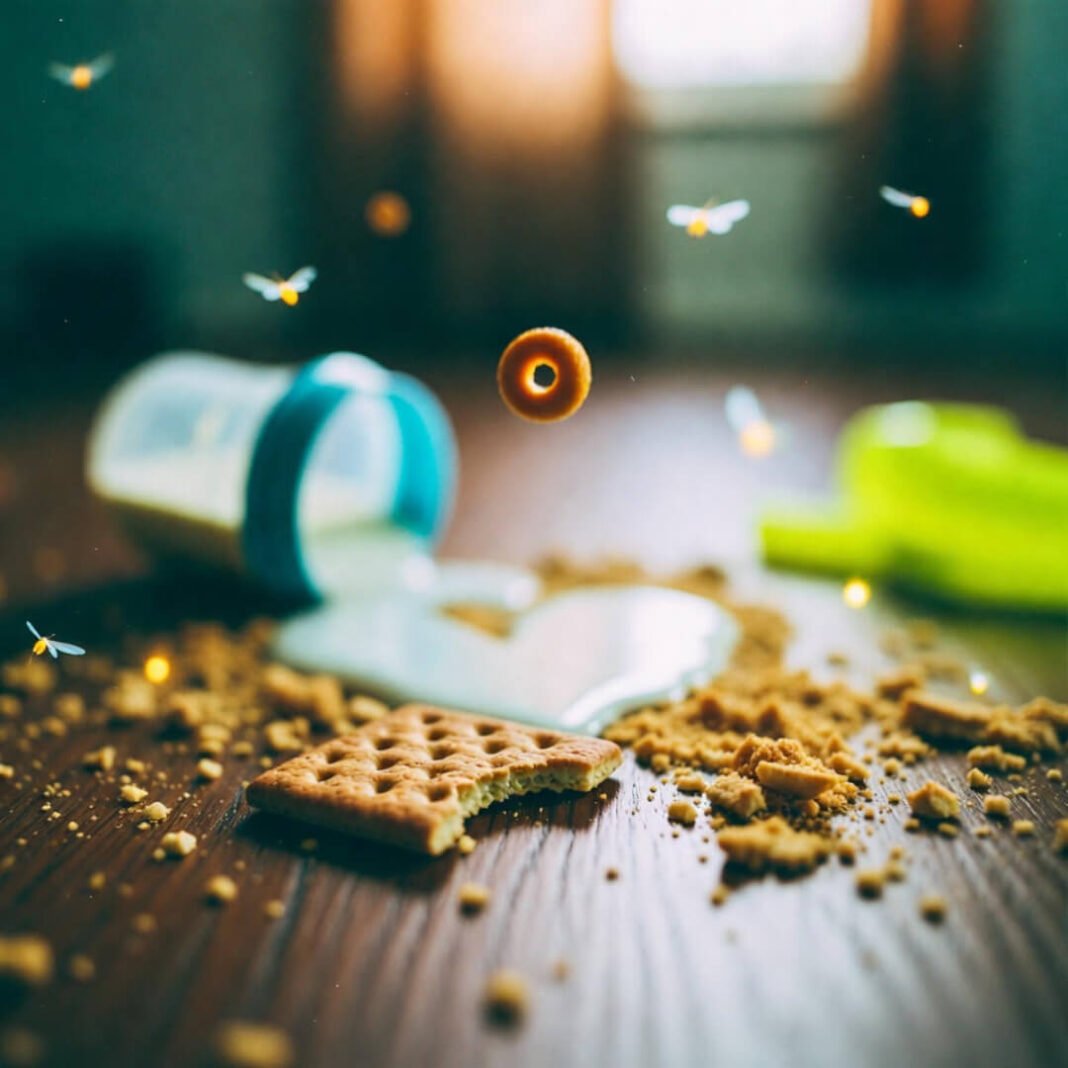 Spilled milk heart, floating Cheerio, magical fireflies.